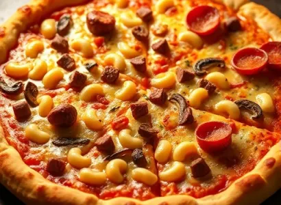 Pizza aux macaronis et fromage