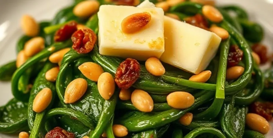 Épinard au beurre et noix de pine