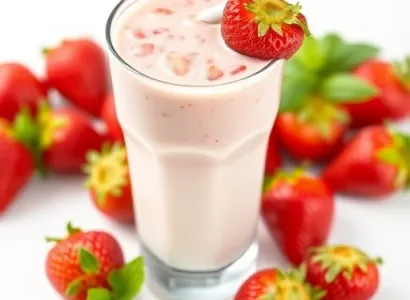 Smoothie aux fraises et au lait ribot