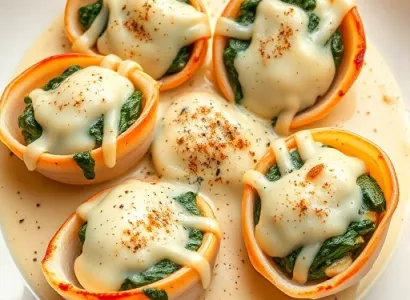 Coquilles aux épinards et fromage