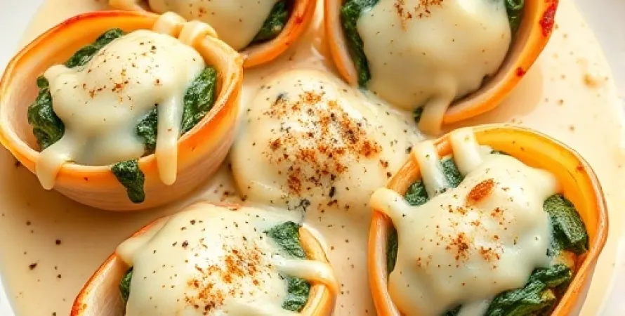 Coquilles aux épinards et fromage