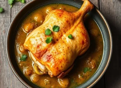 Poitrine de poulet au sauce de tomatillo rôti