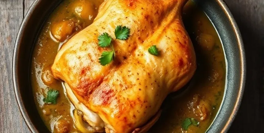 Poitrine de poulet au sauce de tomatillo rôti