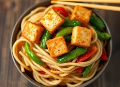 Tofu croustillant aux nouilles