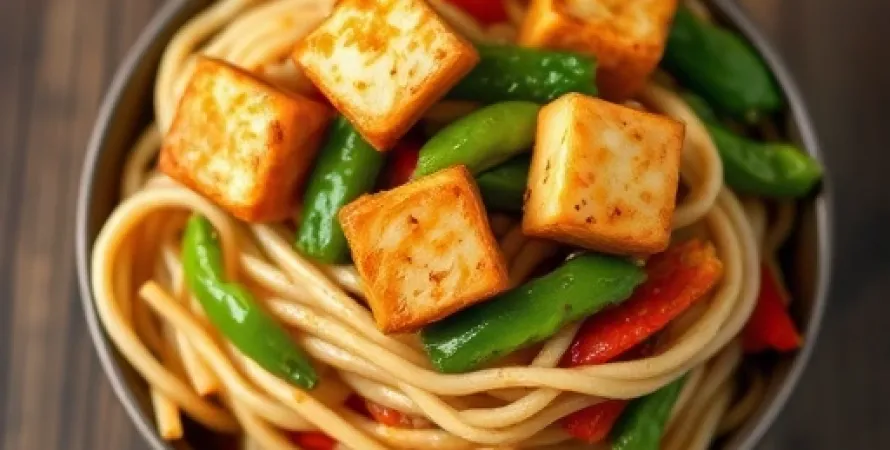 Tofu croustillant aux nouilles