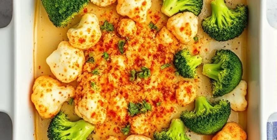 Gratin de brocolis et chou-fleur vegan