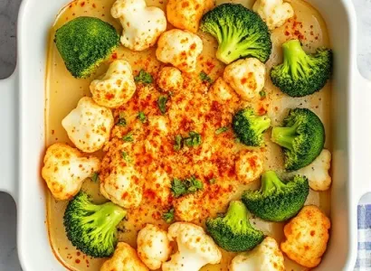 Gratin de brocolis et chou-fleur vegan
