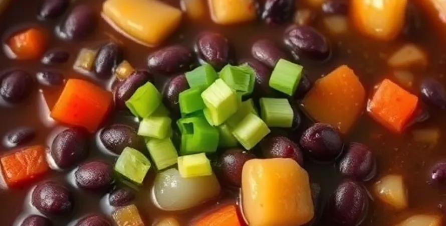 Potage de haricots noirs au lard