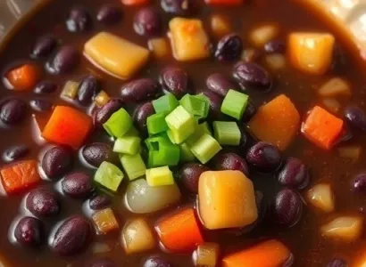 Potage de haricots noirs au lard