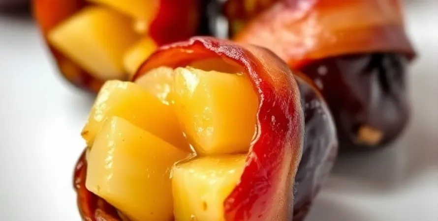 Dates remplies à l'ananas et bacon