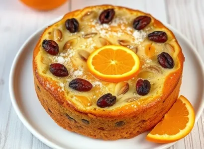 Gâteau aux raisins et noix à l'orange