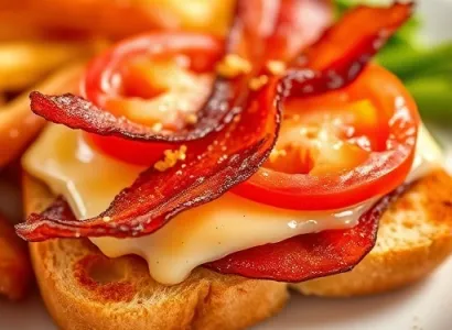 Tartine de bacon, tomate et fromage