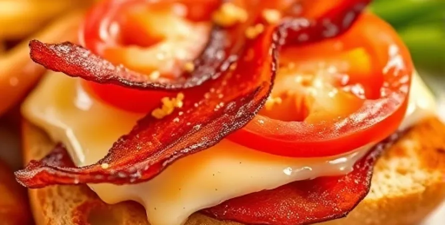 Tartine de bacon, tomate et fromage
