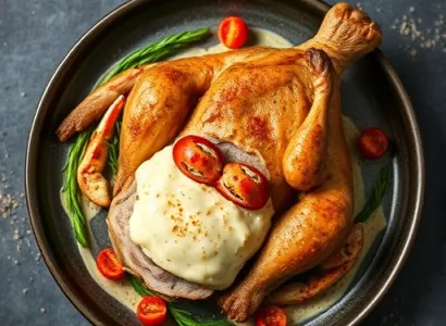 Poulet rempli de crabe