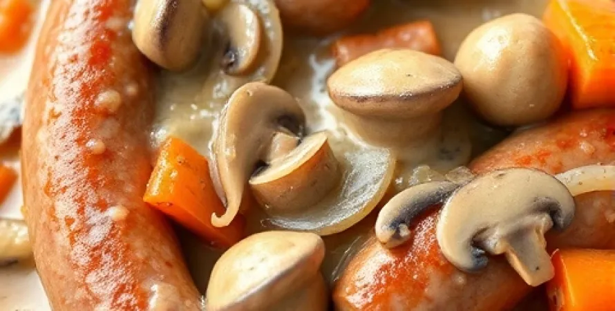 Saucisses cuites dans une sauce crémeuse