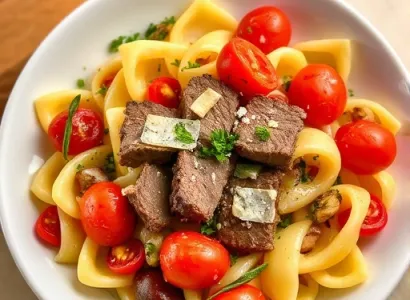 Pâtes au boeuf et aux herbes