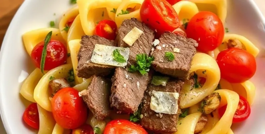 Pâtes au boeuf et aux herbes