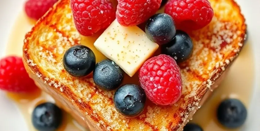 French Toast aux Bleuets et Framboises