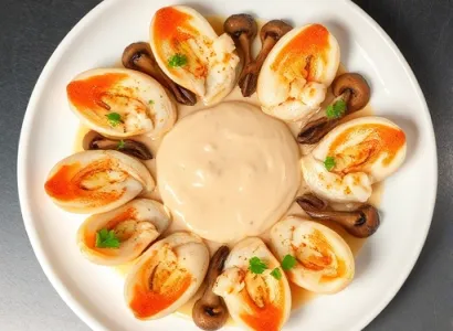 Pâtes crémeuses aux fruit de mer et champignons