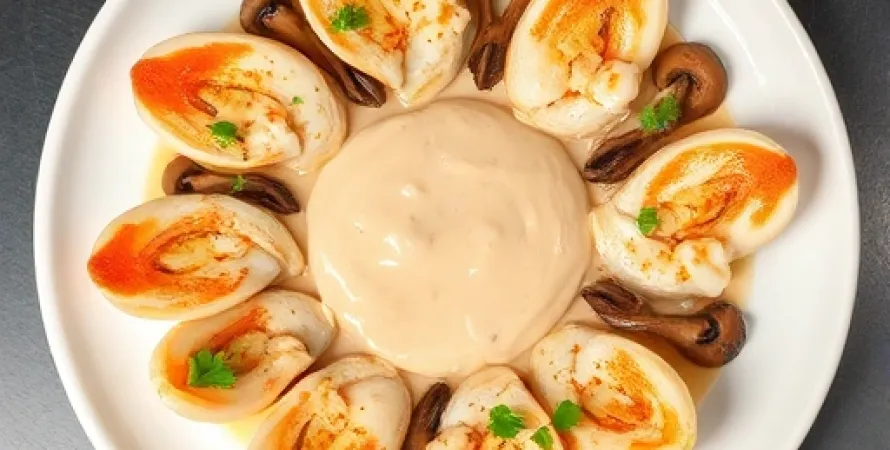 Pâtes crémeuses aux fruit de mer et champignons