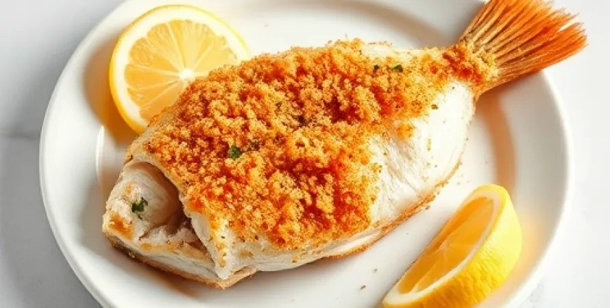 Poisson pané au four