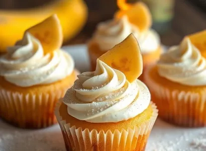 Cupcakes aux bananes flambées