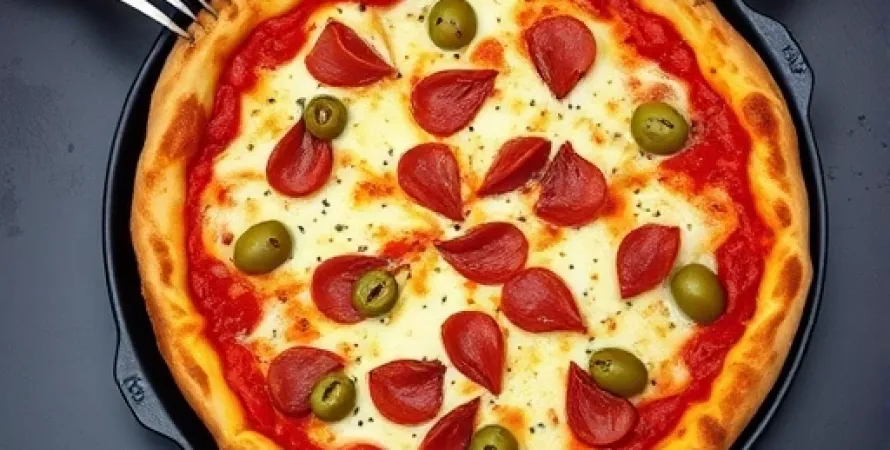 Pizza poêle au jambon