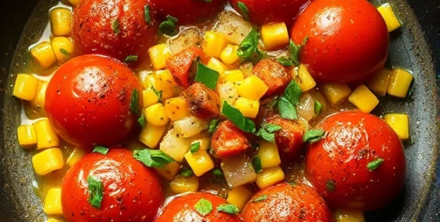 Tomates étouffées et corn
