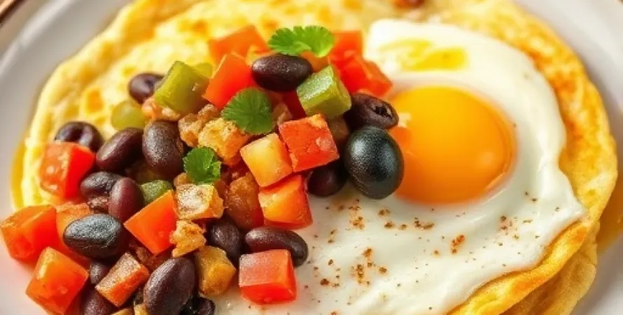 Omelette aux haricots et fromage
