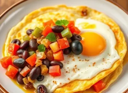 Omelette aux haricots et fromage