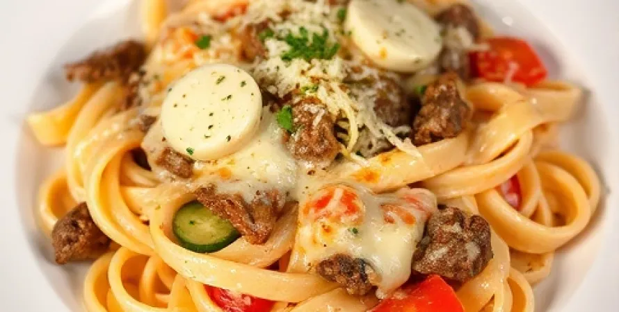 Pâtes cremeuses au fromage et au beef