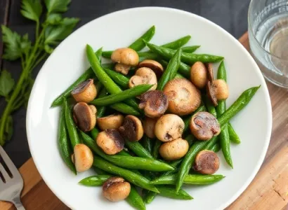 Haricots verts sautés aux champignons
