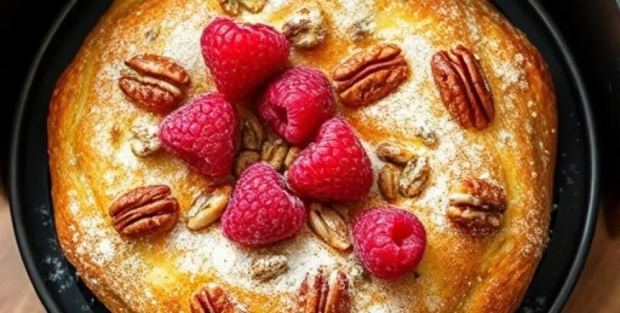 Gaufres aux framboises et noix de pecan