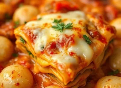 Lasagnes aux pommes de terre et sauce de légumes