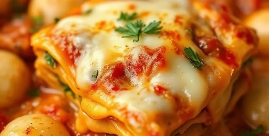 Lasagnes aux pommes de terre et sauce de légumes