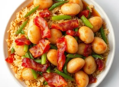 Riz frit au bacon