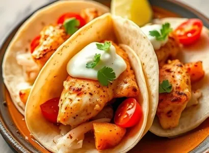 Tacos de poisson sains avec crème au chipotle