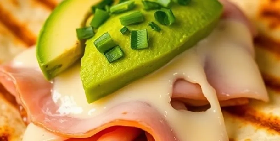 Avocat, jambon et fromage fondus