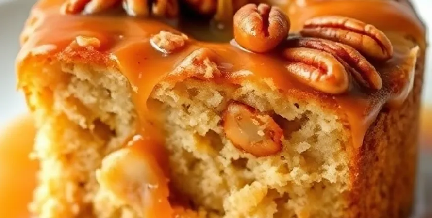 Gâteau aux pommes avec sauce caramel