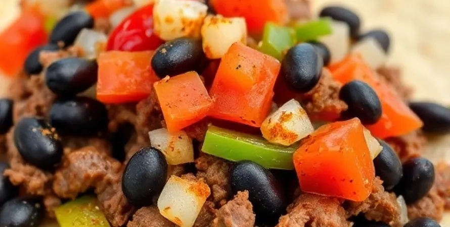 Garniture de tacos au boeuf et haricots noirs