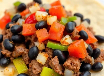 Garniture de tacos au boeuf et haricots noirs
