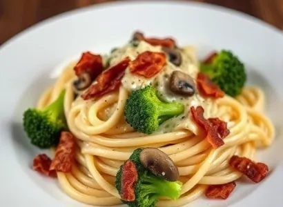 Carbonara aux champignons et au bacon