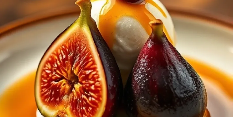 Figues au caramel et glace