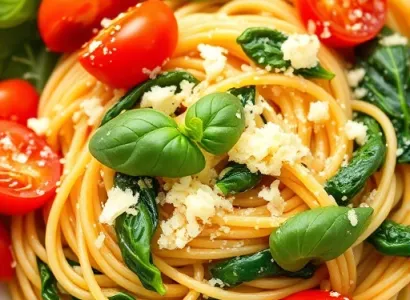Pâtes aux Tomates et Épinards
