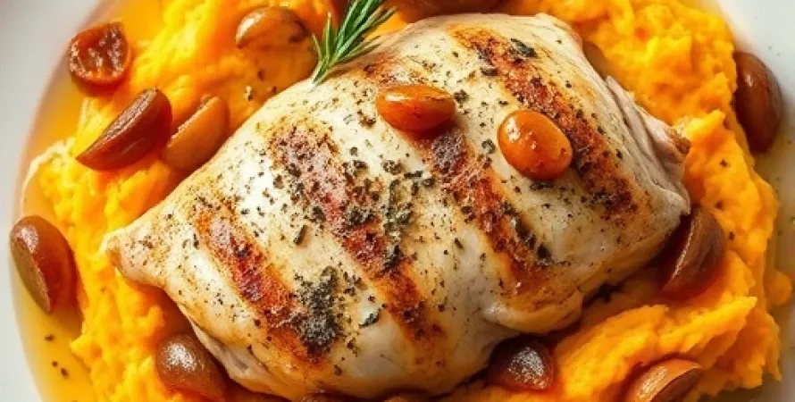 Poulet et patates douces aux échalotes