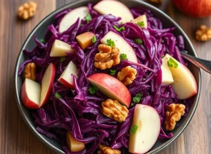 Salade de chou rouge aux pommes et noix