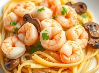 Pâtes crémeuses aux crevettes