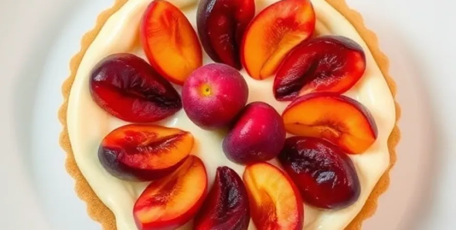 Tarte aux pêches et crème