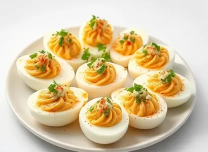 Oeufs durs au fromage bleu et sauce piquante