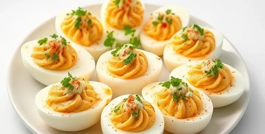 Oeufs durs au fromage bleu et sauce piquante